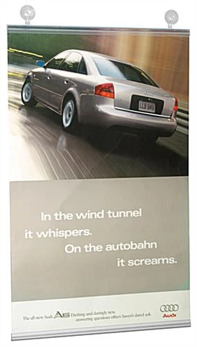 30" Banner Rails With Suction Cups For Window Mounting, Plastic - Clear