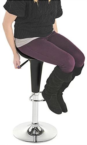 Adjustable Height Stool With 360 Degree Swivel, Backless, Footrest - Black - Image 3