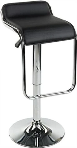 Adjustable Stool W/ Leatherette Seat, 360 Degree Swivel, Lip Back. Footrest - Black