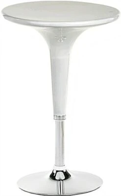 24” Round Cocktail Table, Height Adjustable, 360 Degree Swivel - White