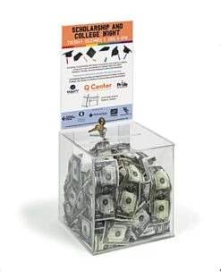 Acrylic Ballot Box W/ 8.5 X 11 Header & Lock - Clear