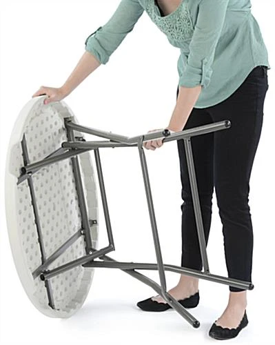 31.5 W X 29 H Folding Round Cocktail Table - White - Image 3