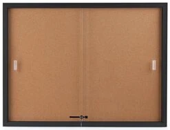 48 X 36 Enclosed Cork Board With Locking Doors - Black