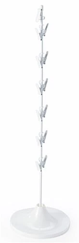 Countertop Wand Merchandiser Rack, 12 Clips W/ Sign Holder – White - Image 2