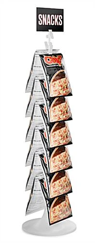 Countertop Wand Merchandiser Rack, 12 Clips W/ Sign Holder – White