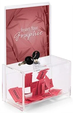 Recycled Acrylic Donation Box, Lockable, 6 X 6 Header - Clear