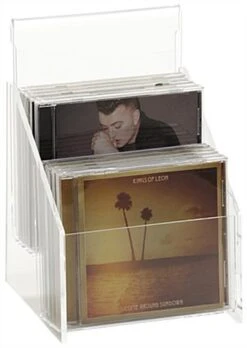 Workshop Series Acrylic Display Rack W/ Header, 2 Tiers, Holds 10 CDs - Clear