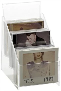 Workshop Series Acrylic Display Rack W/ Header, 3 Tiers, Holds 15 CDs - Clear