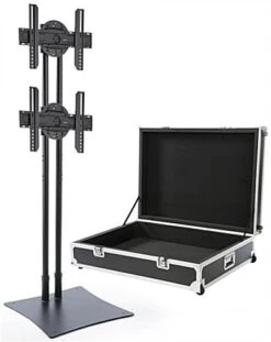 Dual TV Stand W/ 2 Rotating Brackets, Monitors 32” – 70”, Travel Case - Black