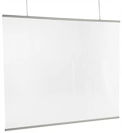 Vinyl Sneeze Shield With Aluminum Snap Rails, Ceiling Hanging - Clear