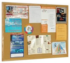46.5 X 36-Inch Cork Bulletin Board With Wooden Frame - Oak