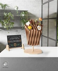 Headless Cardboard Torso Mannequin With Poplar Wood Base, Countertop - Natural