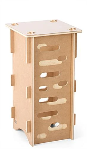 30" Tall Wooden Display Pedestal With 15.5" Tabletop, Collapsible - Natural - Image 3