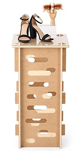 30" Tall Wooden Display Pedestal With 15.5" Tabletop, Collapsible - Natural - Image 4