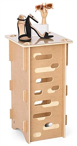 30" Tall Wooden Display Pedestal With 15.5" Tabletop, Collapsible - Natural - Image 7