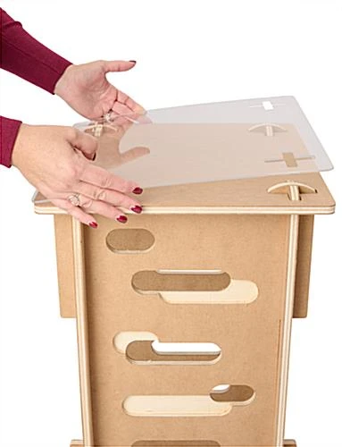 30" Tall Wooden Display Pedestal With 15.5" Tabletop, Collapsible - Natural - Image 5