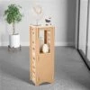 42" Tall Wooden Display Pedestal, 15.5" Tabletop, Center Shelf, Collapsible - Natural