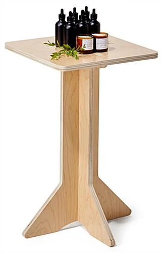 26" Tall Wooden Display Pedestal With 16-inch Square Tabletop, Collapsible - Natural - Image 3