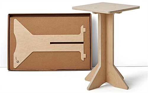26" Tall Wooden Display Pedestal With 16-inch Square Tabletop, Collapsible - Natural - Image 8