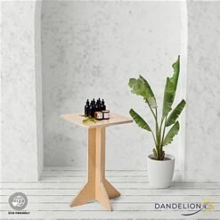 26" Tall Wooden Display Pedestal With 16-inch Square Tabletop, Collapsible - Natural