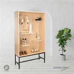 40 X 72 X 15 Shadow Box Display With Pegboard, Floor Standing, Adjustable - Natural