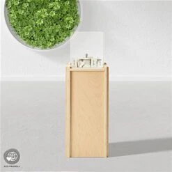 Wooden Ballot Box W/ Recycled Acrylic Topper, Locking, Floor Standing - Natural