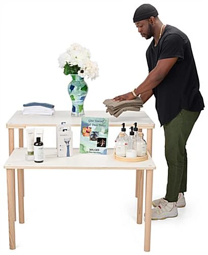 Nesting Display Tables, Knockdown Design, Rectangular, Set Of 2 - Natural - Image 5