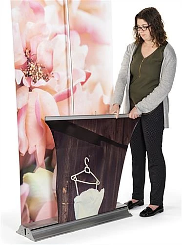 Retractable 3D Effect Banner Stand, Custom Graphics, Pyramid Front Panel - Silver - Image 5