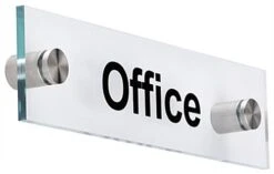 Workshop Series 8 X 2 Door Sign W/ “Office” Pre-Printed, Acrylic W/ Standoffs - Clear