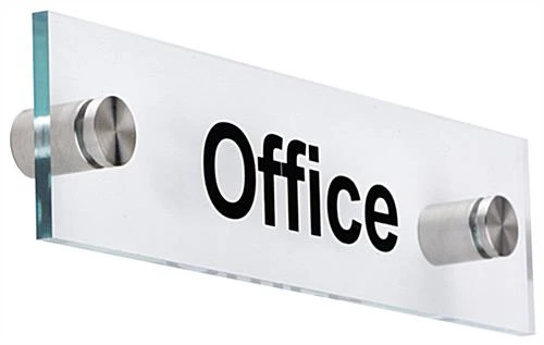Workshop Series 8 X 2 Door Sign W/ “Office” Pre-Printed, Acrylic W/ Standoffs - Clear