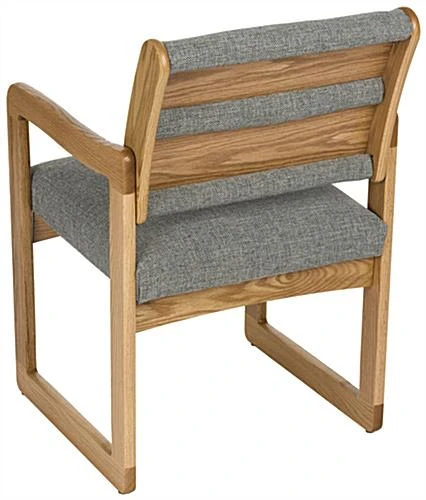 19.5" Seat Height Waiting Room Chair, Medium Oak Finish & Fabric Upholstery - Gray - Image 3