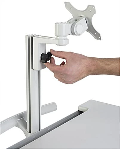 Computer Cart For (1) 15”-27” Screen, Height Adjustable, Locking Drawer – Gray - Image 4