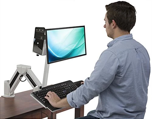 Monitor Arm With Keyboard Tray For Sitting Or Standing - Image 11