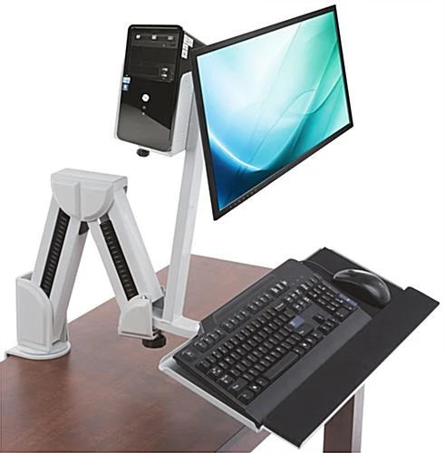 Monitor Arm With Keyboard Tray For Sitting Or Standing - Image 2