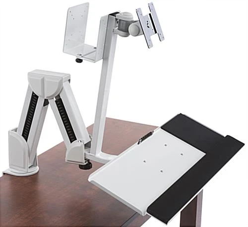 Monitor Arm With Keyboard Tray For Sitting Or Standing
