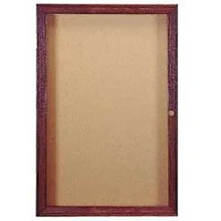 24 X 36 Enclosed Cork Board With Locking Door - Walnut