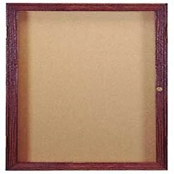 36 X 36 Enclosed Cork Board With Locking Door - Walnut