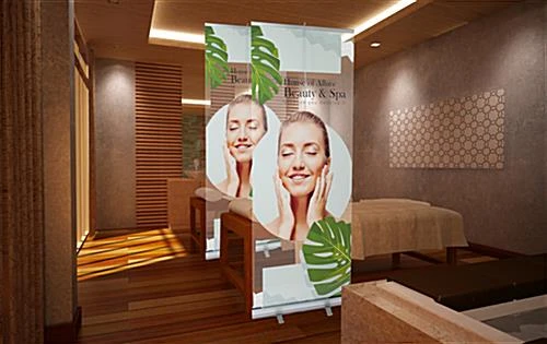 Retractable Sneeze Shield, Floor Standing, Custom Graphics - Clear - Image 7