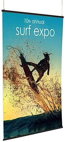 48-inch Hanging Banner Rails, Hinged Grip Closure Design - Black