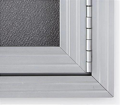 72 X 48 Enclosed Bulletin Board With 3 Locking Doors - Silver With Gray Fabric - Image 2