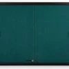 48 X 36 Enclosed Bulletin Board W/ Sliding Doors, Locking - Black W/ Teal Fabric