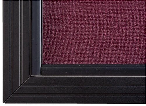 60” X 36” Enclosed Bulletin Board W/ Sliding Doors, Locking – Black W/ Maroon Fabric - Image 3