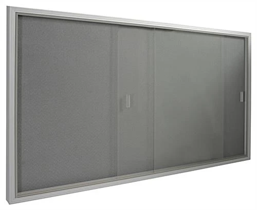 60 X 36 Enclosed Bulletin Board With 2 Locking Doors - Silver With Gray Fabric - Image 2