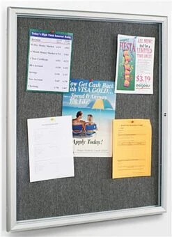 30 X 36-Inch Enclosed Bulletin Board With Locking Door - Silver