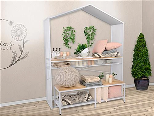 67"w X 40"h Bar Table W/ Mesh Canopy, Storage Shelf, Wood Countertop - White - Image 10