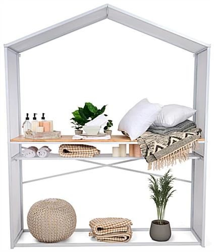 67"w X 40"h Bar Table W/ Mesh Canopy, Storage Shelf, Wood Countertop - White - Image 4