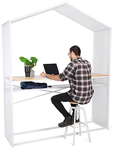 67"w X 40"h Bar Table W/ Mesh Canopy, Storage Shelf, Wood Countertop - White - Image 2