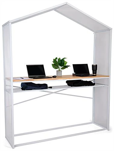 67"w X 40"h Bar Table W/ Mesh Canopy, Storage Shelf, Wood Countertop - White - Image 5