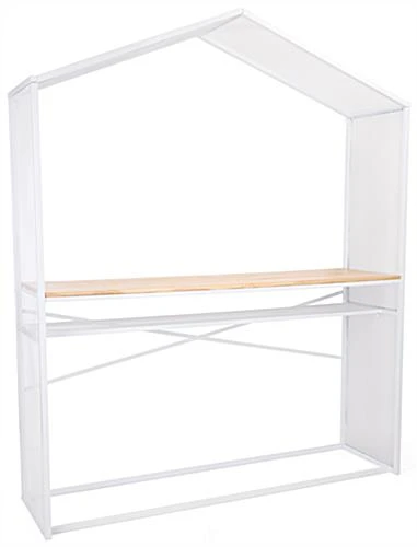 67"w X 40"h Bar Table W/ Mesh Canopy, Storage Shelf, Wood Countertop - White