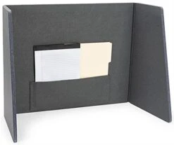 50" W X 20" H Tri-Fold Fabric Desk Divider W/ Pocket - Gray